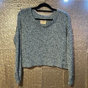 Hollister Blue Marled Knit Cropped Sweater – Size Small, Cozy & Stylish